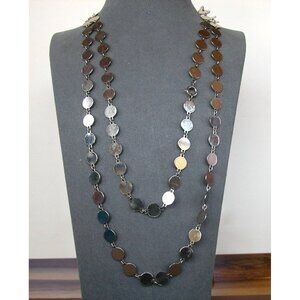 Vintage Silver-Tone Disc Chain Necklace